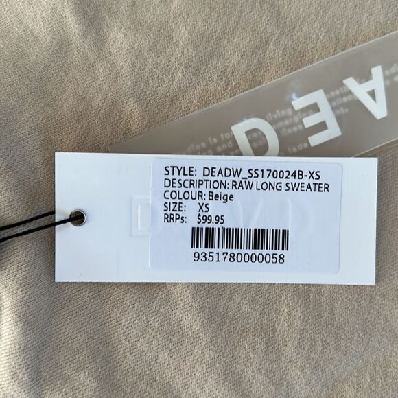 DEADSTUDIOS RAW LONG SWEATER BEIGE XS NEW W/ TAGS - Picture 3 of 5